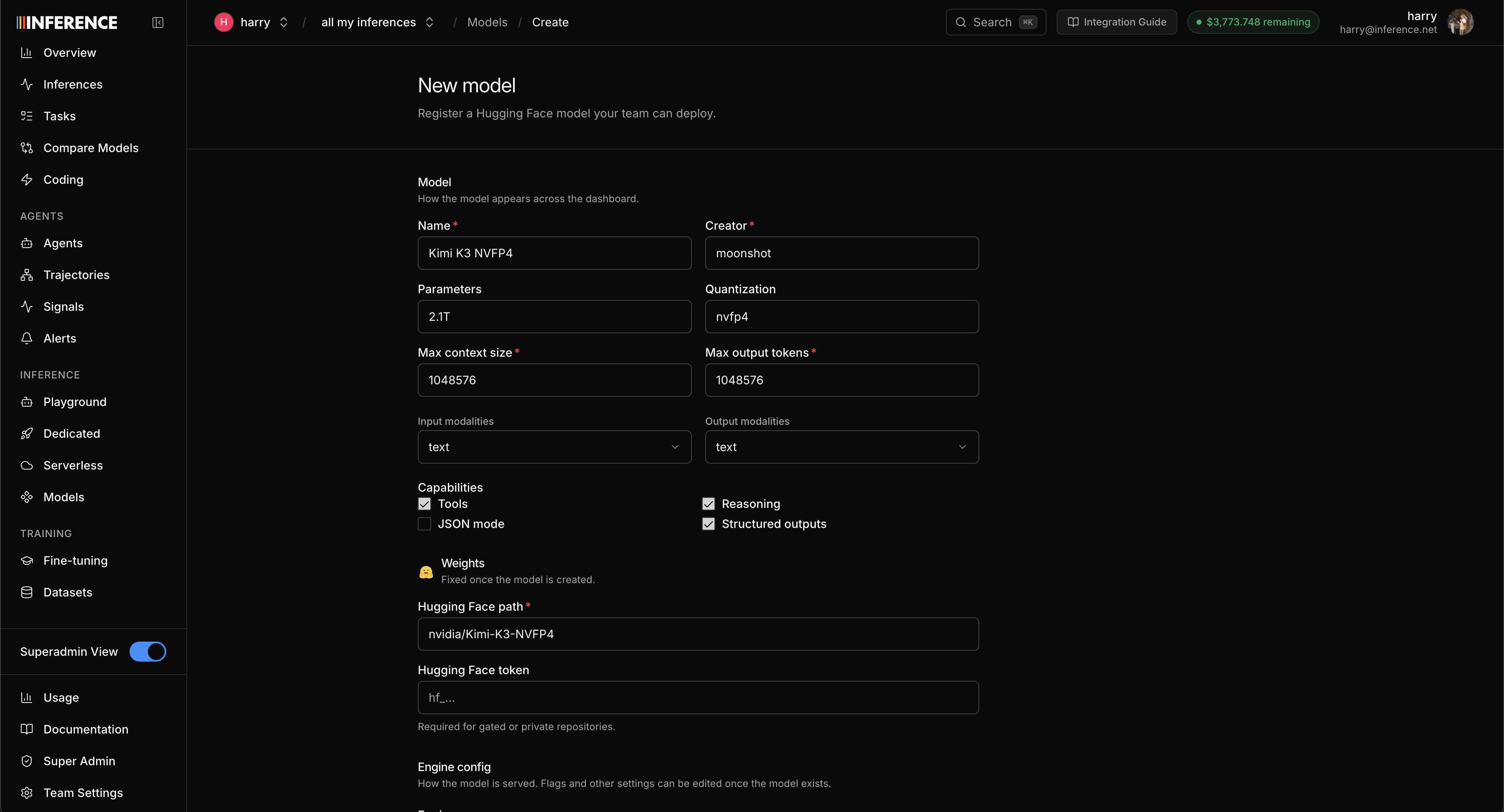 New model form filled in for nvidia/Kimi-K3-NVFP4